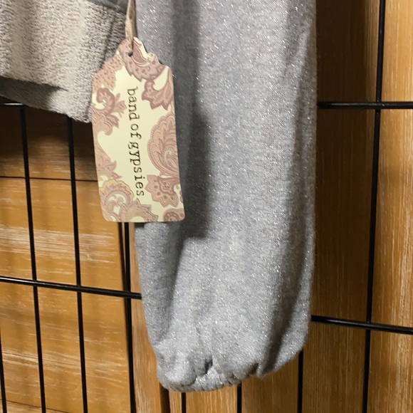 BAND OF GYPSIES NWT Cropped Silver Metallic Little Pullover - Picture 3 of 4